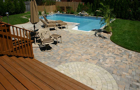 brick patio poolscape